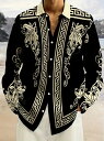 バロック柄長袖シャツ 黒 111 ドレスシャツ Yシャツ 柄シャツ スーツ ホスト ヤクザ ヤンキー オラオラ系 悪羅悪羅 服 メンズ ファッション