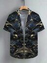 ド派手 フローラル総柄 半袖シャツ アロハシャツ 214 黒 柄シャツ ストリート ダンス HIPHOP B系 ヤクザ ヤンキー オラオラ系 悪羅悪羅 ホスト ...