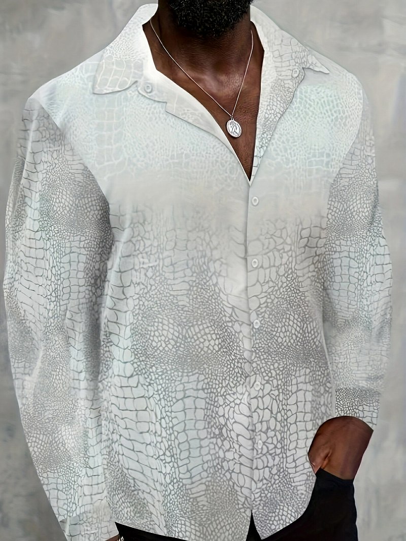 白クロコ柄長袖シャツドレスシャツY...
