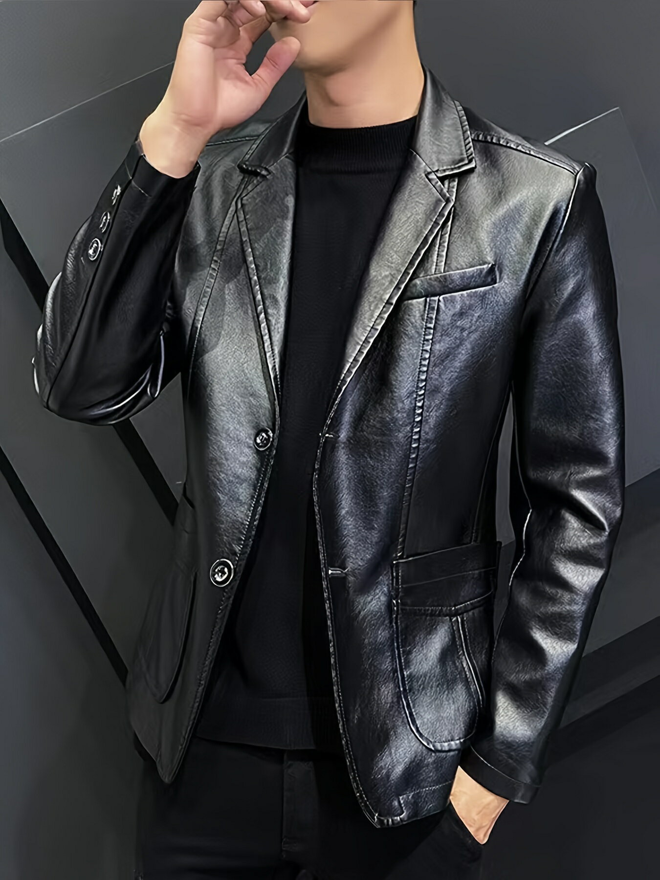 レザー調ジャケット 006 合成皮革 上着 ヤクザ ヤンキー オラオラ系 チンピラ ホスト フォーマル キレカジ 服 メンズ ファッション