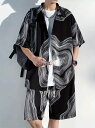半袖シャツセットアップ ハーフパンツ 上下 056 柄シャツ 大きいサイズ ヤクザ ヤンキー オラオラ系 悪羅悪羅 服 メンズ ファッション