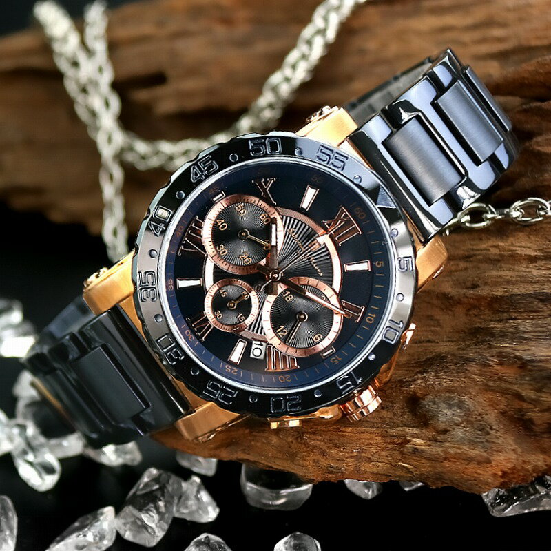 1年間保証付 サルバトーレマーラ Salvatore Marra クォーツ式 腕時計 SM20101-pgbl メンズ ウォッチ 防水 ちょいワル オラオラ系 ヤクザ ヤンキー