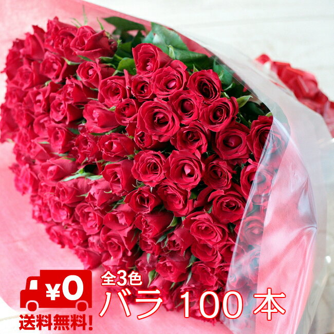 バラ 花束 100本 プロポーズ [108本に変更可] 花 お花 フラワー 生花 薔薇 ブーケ ギフト プレゼント 誕生日 お誕生日 お祝い 記念日 発表会 ピアノ発表会 見舞い ラッピング ウェディング 結婚式 プロポーズ 卒業 切り花 宅配 退職祝い アレンジメント おしゃれ