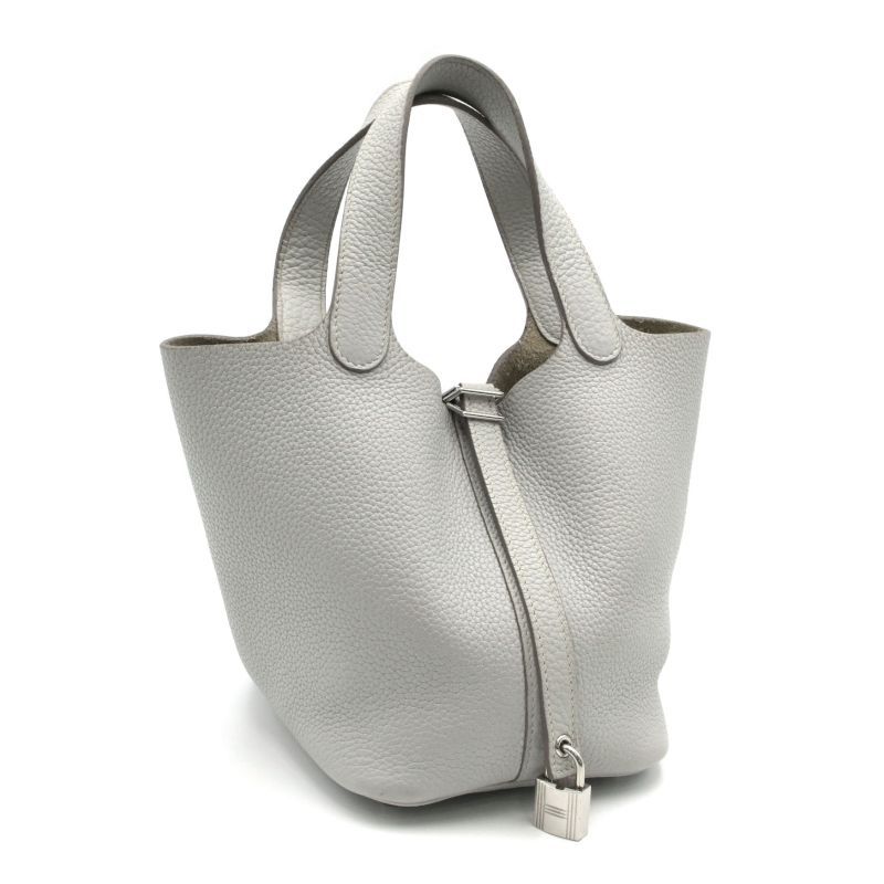 [返品OK] エルメス ピコタンロックPM □O刻印 2011年製 トリヨンクレマンス パールグレー シルバー金具 ハンドバッグ 手提げバッグ 【中古】【送料無料】のサムネイル
