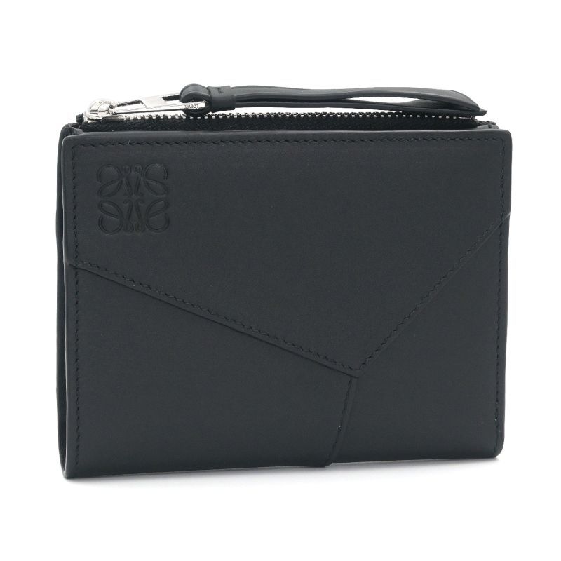[返品OK] ロエベ パズルスリムコンパクトウォレット C510W73X08 クラシックカーフ ブラック 二つ折り財布 2つ折り財布 ミニ財布 黒 【中古】【送料無料】