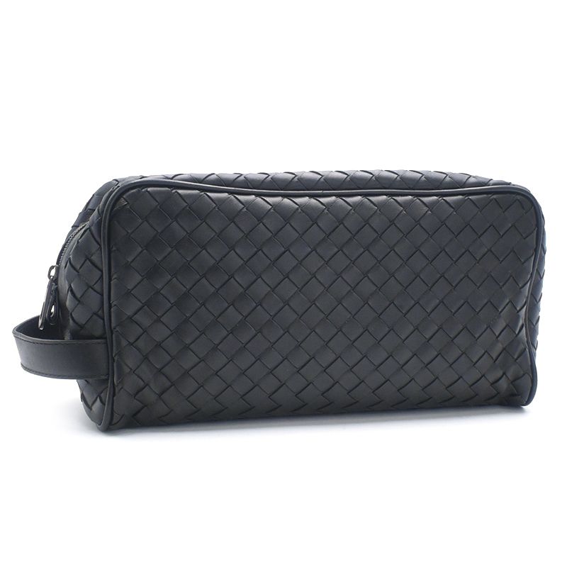 [返品OK] ボッテガヴェネタ イントレチャート クラッチバッグ レザー ブラック セカンドバッグ ハンドバッグ 手提げバッグ 黒 【中古】【送料無料】(4.0)