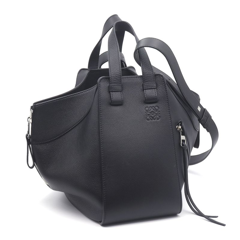 [返品OK] ロエベ ハンモックバッグスモール 387.30.S35 カーフスキン ブラック ショルダーバッグ ハンドバッグ 2WAY アナグラム 黒 【中古】【送料無料】