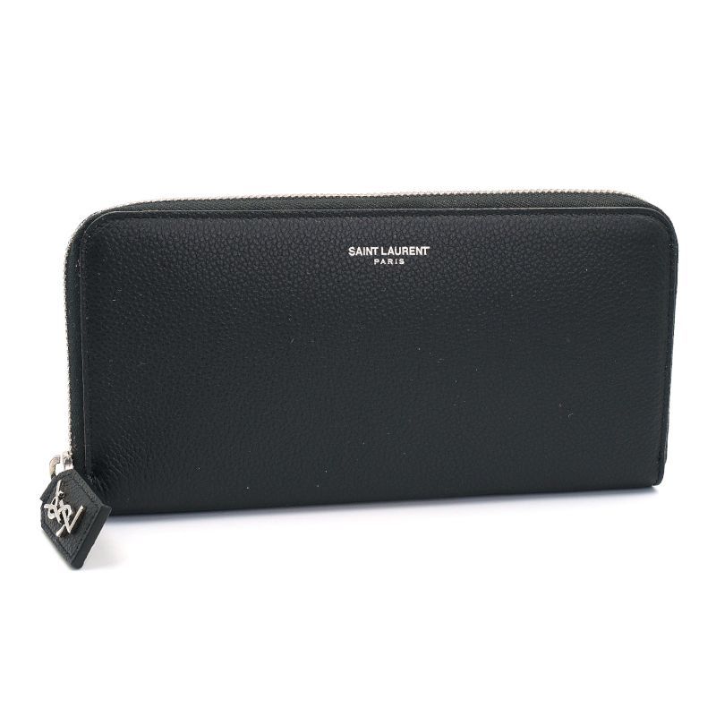 樂天商城 - [返品OK] サンローラン クラシックラウンドファスナー長財布 414680 レザー ブラック YSLロゴ ロングウォレット ラウンドジップ長財布 【中古】【送料無料】
