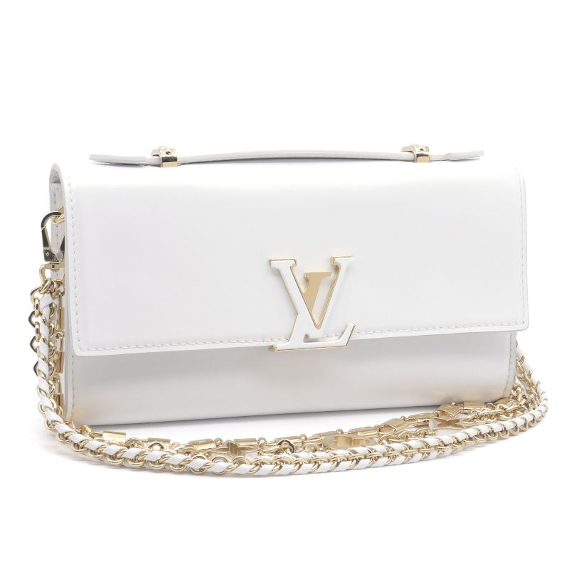 樂天商城 - [返品OK] ルイヴィトン ウォレットオンチェーンカプシーヌ M12265 カーフレザー スノー チェーンショルダーバッグ 2WAY 白 ホワイト 【中古】【送料無料】