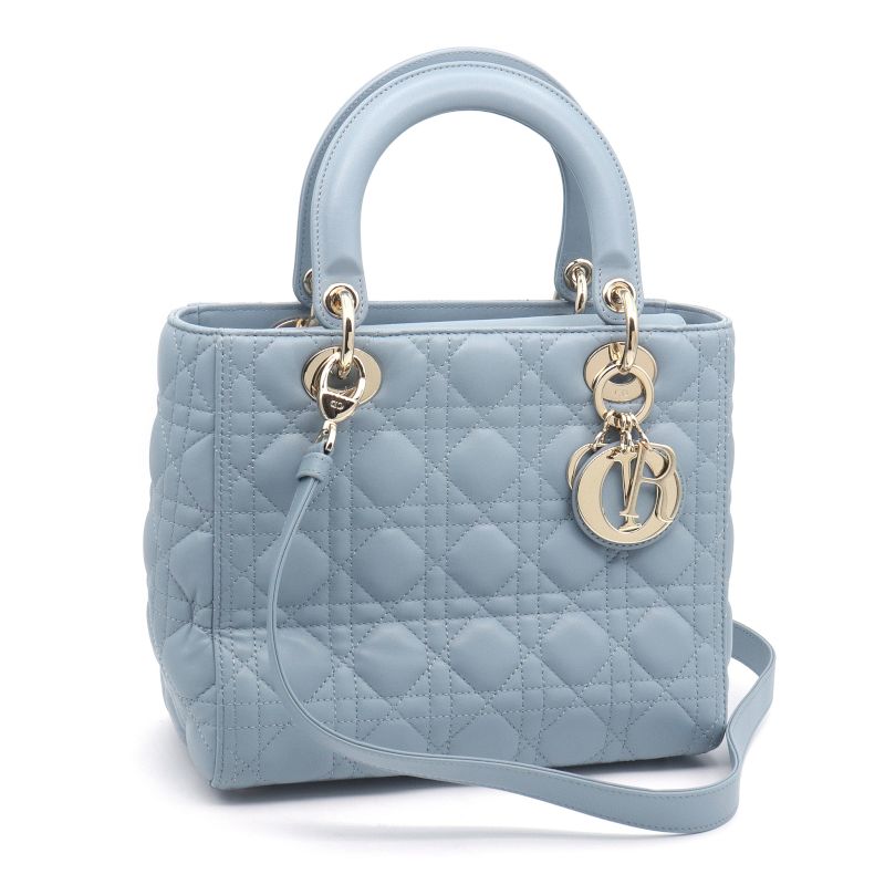 樂天商城 - [返品OK] ディオール レディディオールバッグミディアム ラムスキン ブルー カナージュ ハンドバッグ ショルダーバッグ 青 【中古】【送料無料】