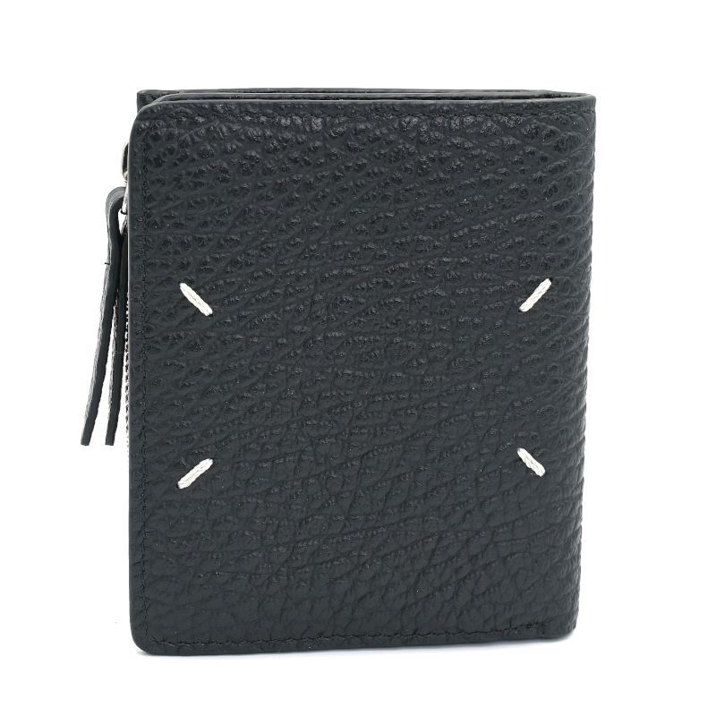 樂天商城 - [返品OK] メゾンマルジェラ 4ステッチ二つ折りウォレット SA1UI0023 P4455 カーフレザー ブラック 2つ折り財布 二つ折り財布 黒 【中古】【送料無料】