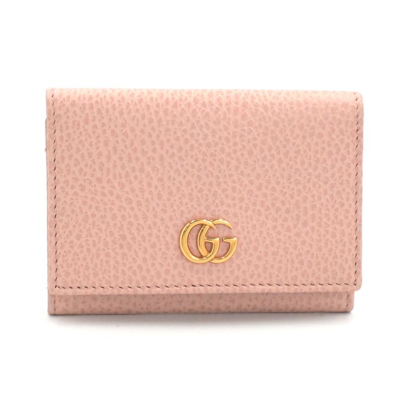 Rakuten - [返品OK] グッチ GGマーモント カードケース 474748 レザー ピンク カード入れ 名刺入れ プチマーモント ダブルG GG 二つ折り 【中古】【送料無料】