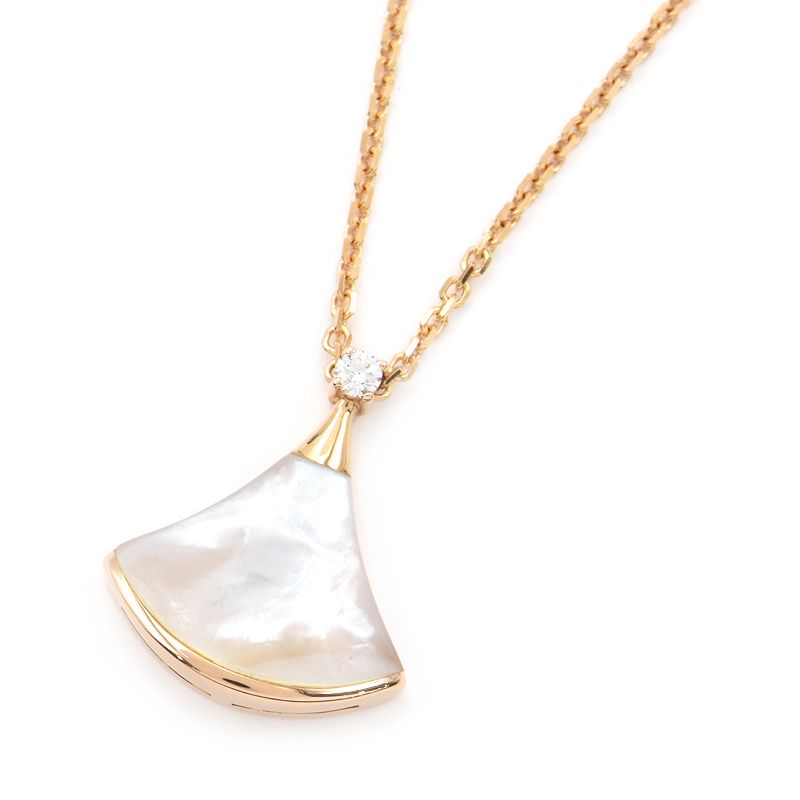 [返品OK]ブルガリ ディーヴァドリームネックレス 約0.03ctダイヤモンド K18PG マザーオブパール 仕上済 扇形 白 ピンクゴールド【中古】【送料無料】のサムネイル