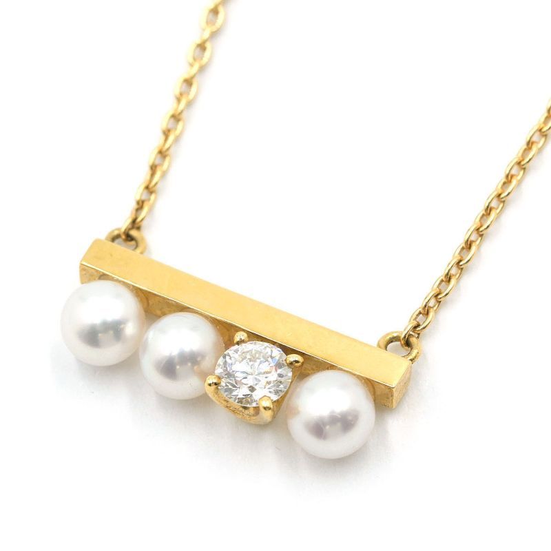 [返品OK] タサキ プチバランス ダイヤモンド ソロ ネックレス P-16743-4-18KYG K18YG あこや真珠 パールネックレス イエローゴールド 【中古】【送料無料】のサムネイル