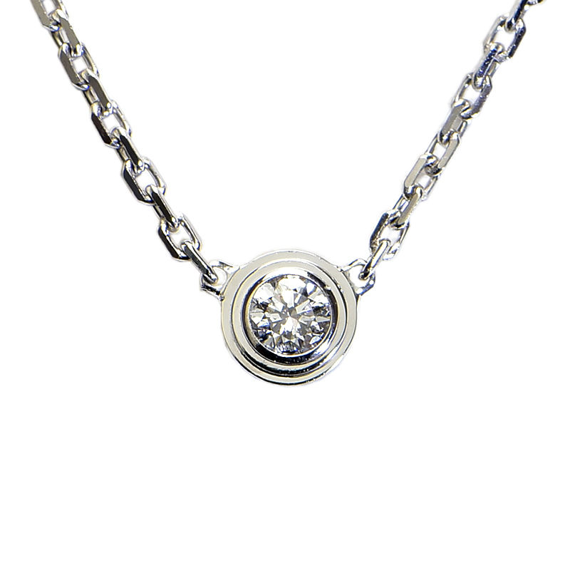 [返品OK] カルティエ ダムールネックレス XS B7224515 K18WG 0.04ctダイヤ ディアマンレジェネックレス..