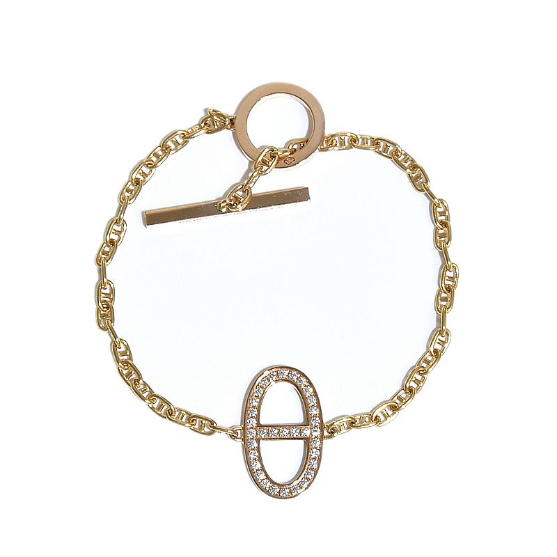 [返品OK] エルメス シェーヌダンクル コントゥール ブレスレット XS 18PG ダイヤモンド ダイヤブレスレ..