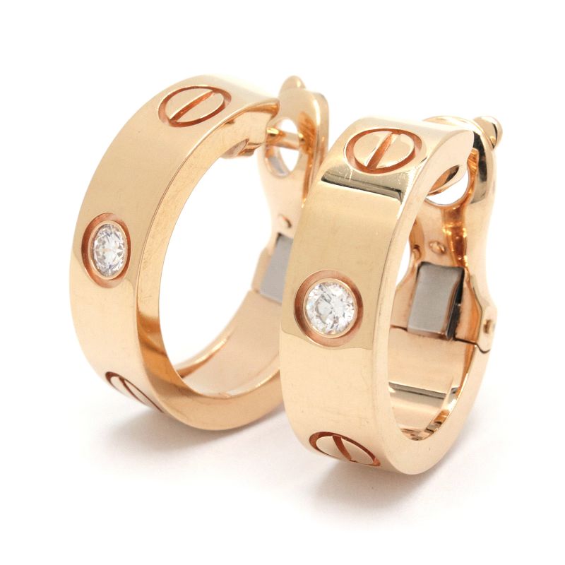[返品OK] カルティエ Loveフープイヤリング クラシックモデル ダイヤモンド2石 B80229 ...