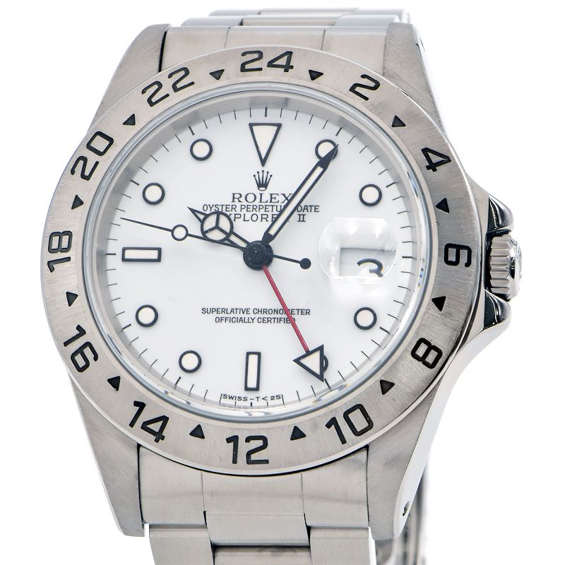 3年保証/返品OK ロレックス メンズ エクスプローラー2 16570 S番 OH/仕上済 ホワイト EX2 エクスプローラーII 自動巻き 腕時計【中古】【送料無料】