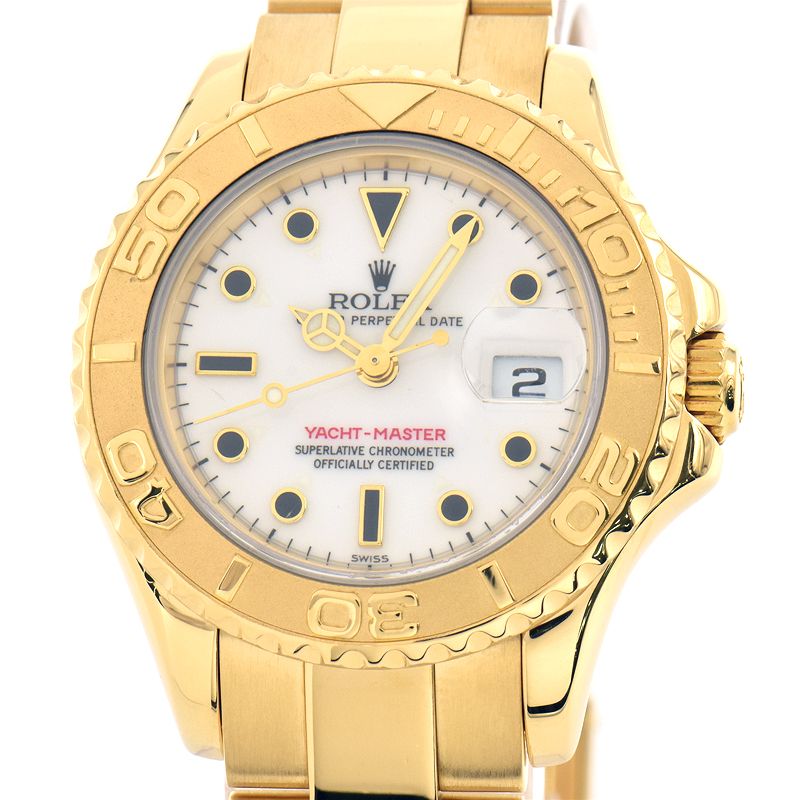  ロレックス レディース ヨットマスター 169628 P番 K18YG ギャラ付き カレンダー ホワイト 白 自動巻き 腕時計