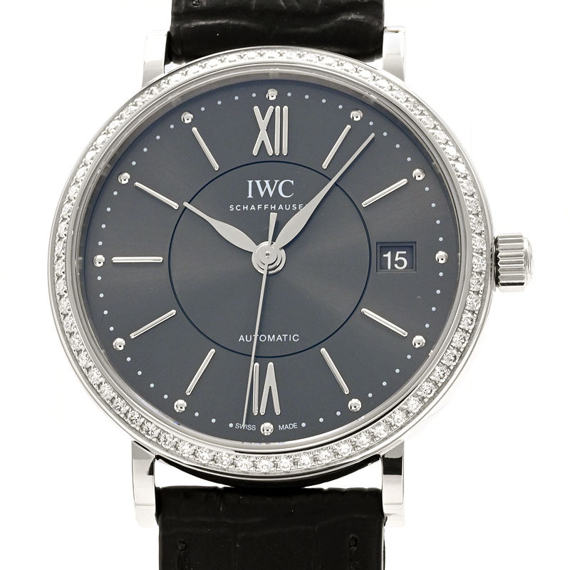 [3年保証/返品OK] IWC ボーイズ ポートフィノ オートマティック37 IW458104 箱保 ダイヤベゼル カレンダー グレー 自動巻き 腕時計【中古】【送料無料】
