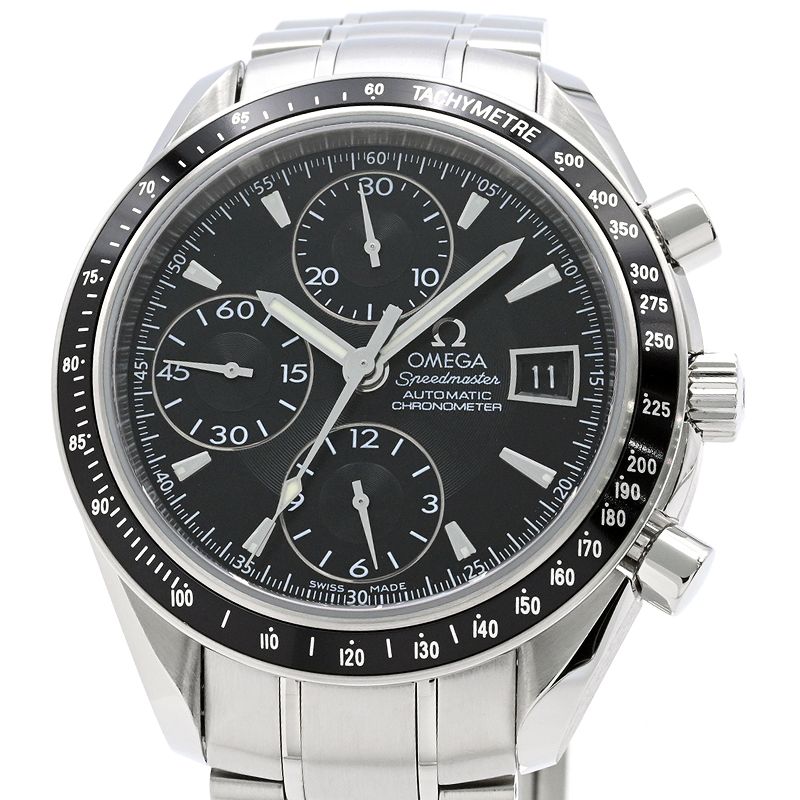 乐天商城 - [3年保証/返品OK] オメガ メンズ スピードマスター デイト 40mm 3210.50 クロノグラフ 保証書 ブラック 黒文字盤 自動巻き 腕時計 【中古】【送料無料】