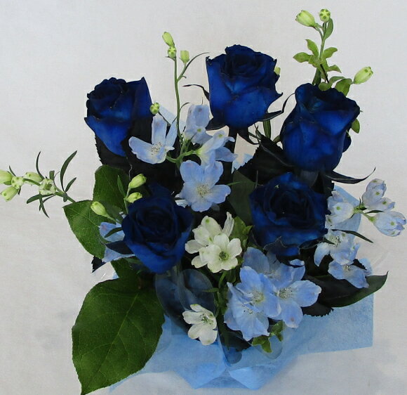 青いバラのアレンジメント【ブルーローズ】【誕生日 花】ブルーローズのアレンジメント 3
