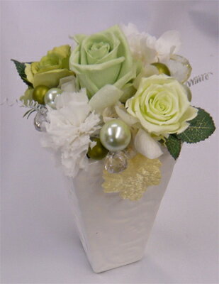 プリザーブドフラワー/ホワイトポット☆ライム【プリザーブド・フラワー】