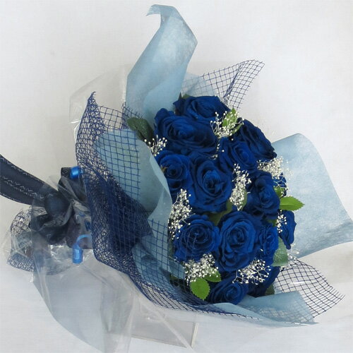 【プリザーブドフラワー 花束】ブルー花束　L【結婚の御祝い】【プロポーズの花】