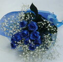 シルバーラメブルーローズ・青いバラ！10本＆カスミ草