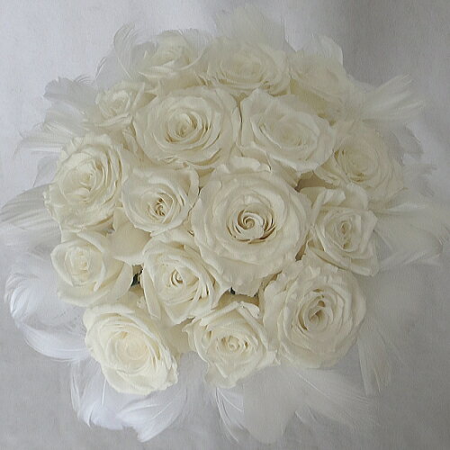 プリザーブドフラワー/ウエディングブーケ/ブライダルブーケ/ファーブーケ ホワイト