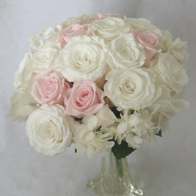 フラワーギフト　ブルーマートのプリザーブドフラワー/ウエディングブーケ/ブライダルブーケ/アジサイブーケ ホワイト＆ピンク｜アングル3