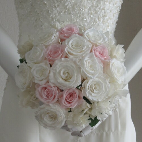 フラワーギフト　ブルーマートのプリザーブドフラワー/ウエディングブーケ/ブライダルブーケ/アジサイブーケ ホワイト＆ピンク｜アングル2