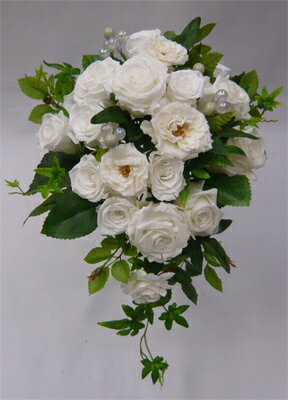 【ウエディングブーケ】ホワイトローズオーバル【smtb-tk】