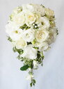 ウエディングブーケ/ 生花 ブーケ オーバルブーケ ホワイト&カスミソウ【bouqet】