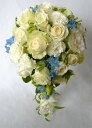 ウエディングブーケ/ 生花 ブーケ オーバルブーケ ホワイト&ブルー【bouqet】