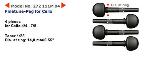 ◎ wittner ウィットナー / Finetune Peg ファインチューンペグ 272-111M 04（ギア内蔵ペグ チェロ用 4/4-7/8 径14.0mm）【smtb-tk】
