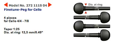 ◎ wittner ウィットナー / Finetune Peg ファインチューンペグ 272-111S 04（ギア内蔵ペグ チェロ用 4/4-7/8 径12.5m…