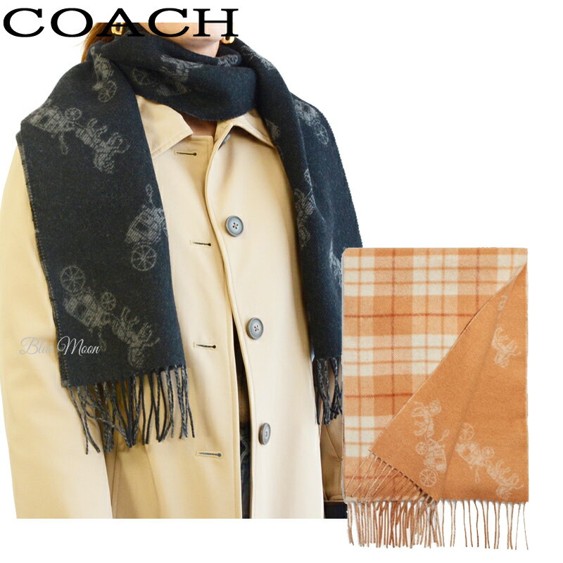 コーチ コーチ COACH マフラー レディース チェック 馬車 ホース&キャリッジ リバーシブル ウール カシミヤ入り アウトレット 4624 ブランド 送料無料