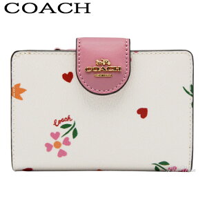 コーチ COACH 財布 レディース 二つ折り財布 花柄 ハート ホワイト アウトレット C7652 IMCAH ブランド 送料無料