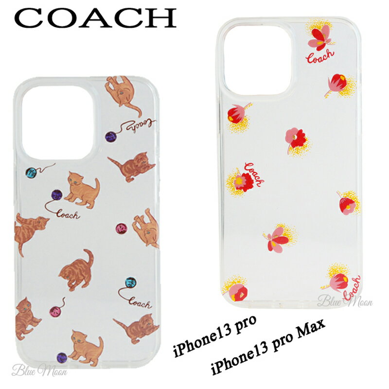 コーチ スマホケース コーチ COACH iphone13Proケース iPhone13ProMaxケース カバー レディース クリア iPhoneケース スマホケース ネコ 花柄 アウトレット C8107 C8108 C8105 C8106 ブランド メール便 送料無料