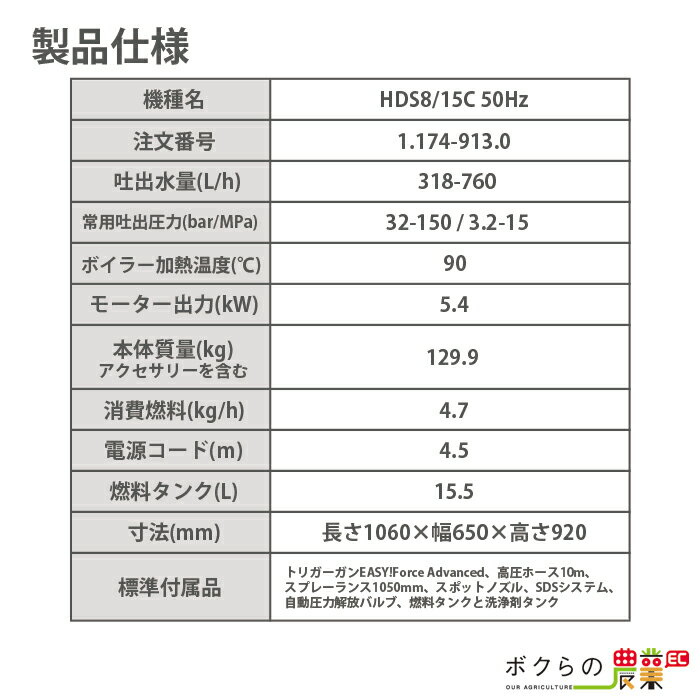 ケルヒャー KAERCHER 高圧洗浄機 HDS8/15C 50Hz 業務用 洗車機 温水 モーター式