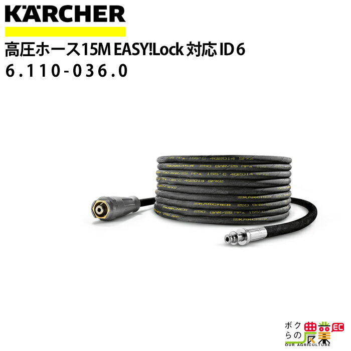 ケルヒャー 高圧ホース 15m ID6mm 6.110-036.0 片側 EASY!Lock ホースリール組み込み用 ホース KAERCHER