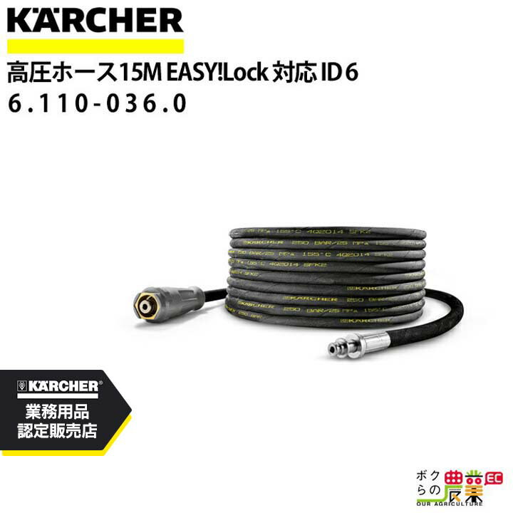 ケルヒャー 高圧ホース 15m ID6mm 6.110-036.0 片側 EASY!Lock ホースリール組み込み用 ホース KAERCHER