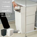 ゴミ箱 ダストボックス 45L ペダル式 キャスター付き ツイン 両開き 観音開き ごみ箱 フタ付き 袋止め付き 抗菌 防汚 キッチン リビング カップボード下 棚下 カウンター下 分別 コンパクト 日本製 国産 RSD-78BK RSD-78WH