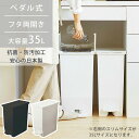 ゴミ箱 ダストボックス 35L ペダル式 キャスター付き ツイン 両開き 観音開き ごみ箱 フタ付き 袋止め付き 抗菌 防汚 キッチン リビング カップボード下 棚下 カウンター下 分別 コンパクト 日本製 国産 RSD-77BK RSD-77WH