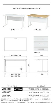 デスク ワークデスク パソコンデスク 書斎デスク 学習デスク 勉強机 デスク desk 机 幅100cm 配線穴 コード穴 オフィス家具 書斎 事務所 会社 事務用 業務用 ナチュラル ホワイト WTJ-H107