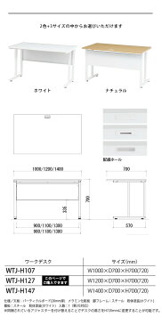 デスクワークデスク パソコンデスク 書斎デスク 学習デスク 勉強机 デスク desk 机 幅120cm 配線穴 コード穴 オフィス家具 書斎 事務所 会社 事務用 業務用 ナチュラル ホワイト WTJ-H127