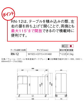 台車 折り畳みテーブル 折畳みテーブル テーブル 座卓 運搬 収納 会議 イベント 施設 オフィス RN-12