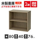 木製書庫 2段 日本製 国産 A4ファイル収納 可動棚 本棚 オープンラック ラック 収納 オフィス 事務所 WS-2(3)