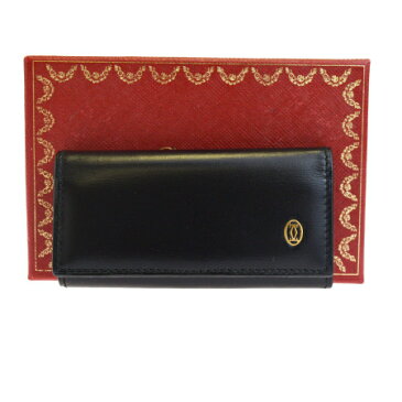 【中古】 美品 カルティエ Cartier パシャ 4連キーケース ブラック レザー 保存箱付き 09HC515